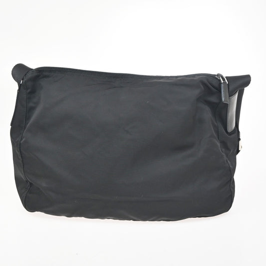 Prada Zip Buckle Messenger Bag Tessuto, BLACK, NYLON, Crossbody bag