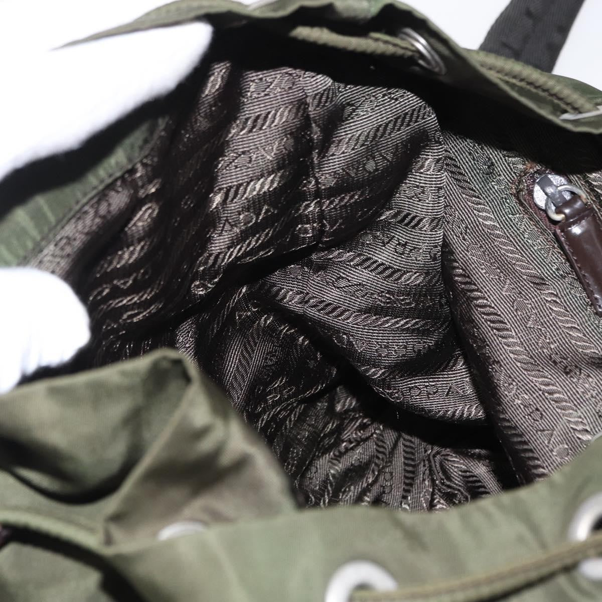 Prada Double Front Pocket Backpack Tessuto, Khaki, Nylon, Backpack
