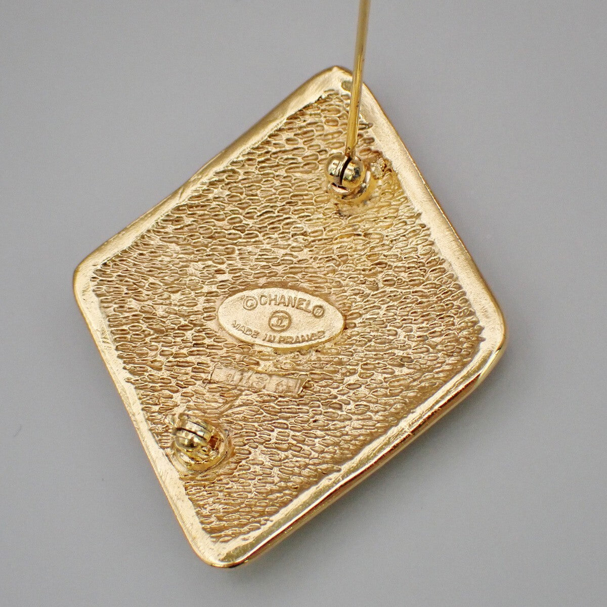 Chanel Vintage CC Diamond Brooch Metal, GOLD, GOLD_PLATED, Brooch
