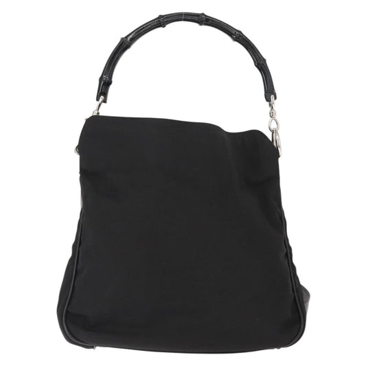 Gucci Vintage Bamboo Shoulder Bag Nylon, BLACK, NYLON, Shoulder bag