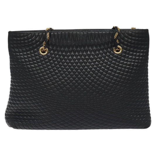 Bally Vintage Chain Shoulder Bag Quilted Leather, BLACK, LEATHER, Shoulder bag