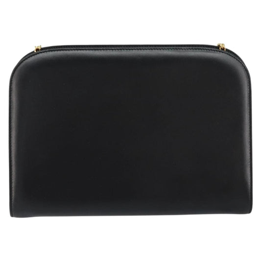Salvatore Ferragamo Vintage Gancini Chain Shoulder Bag Leather, BLACK, LEATHER, Shoulder bag