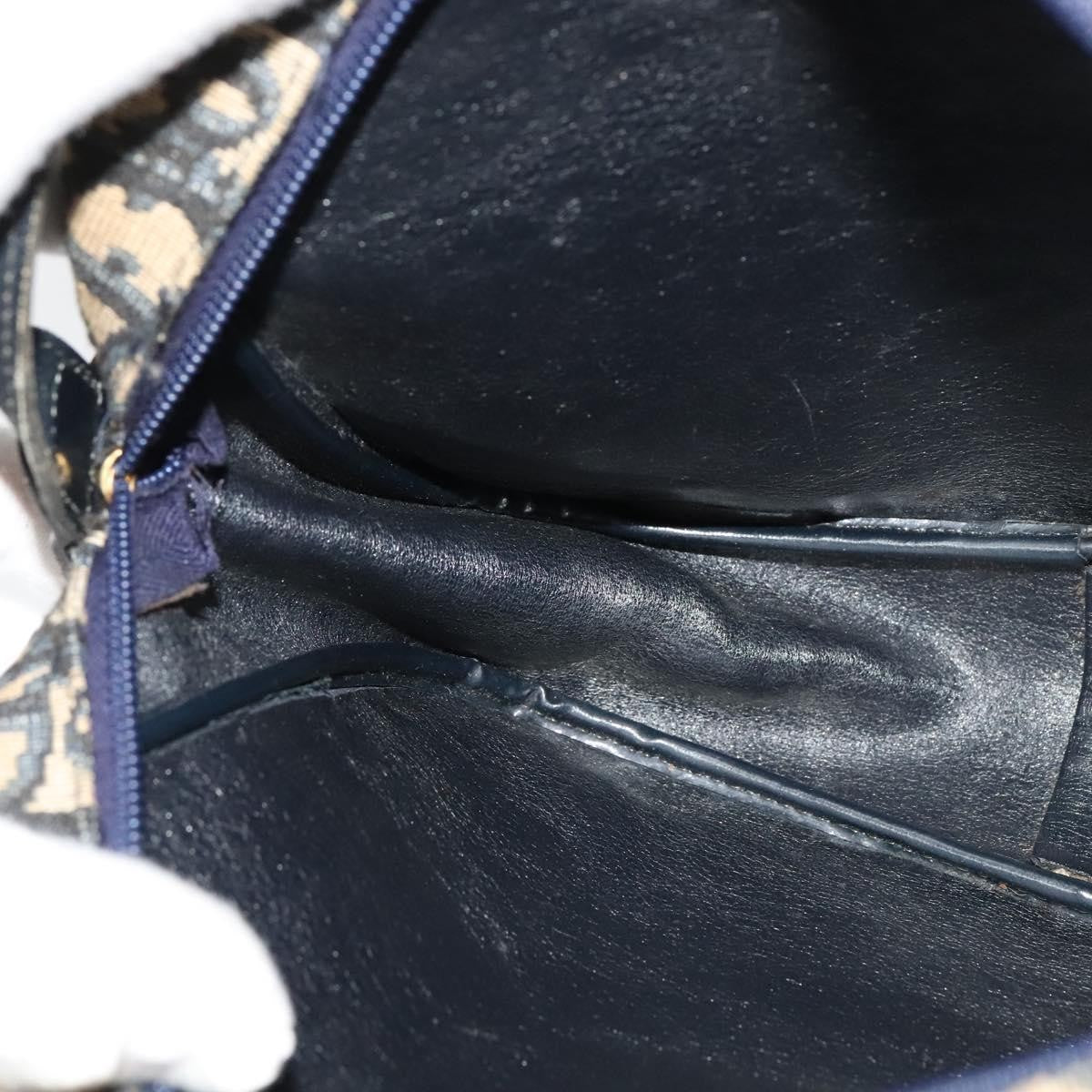 Christian Dior Vintage Trotter Shoulder Bag Canvas, NAVY, CANVAS, Shoulder bag