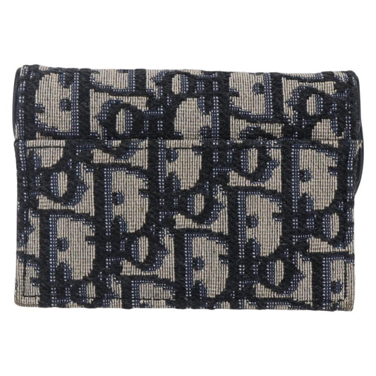 Christian Dior Saddle Card Case Oblique Canvas, NAVY, CANVAS, Card Holders