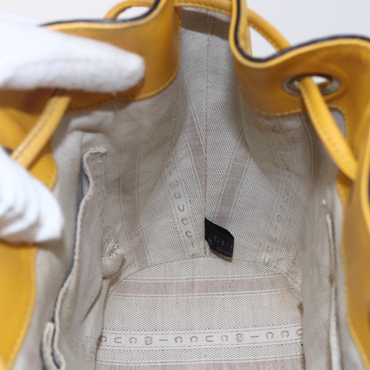 Gucci Bright Bucket Bag Diamante Leather, YELLOW, LEATHER, Shoulder bag