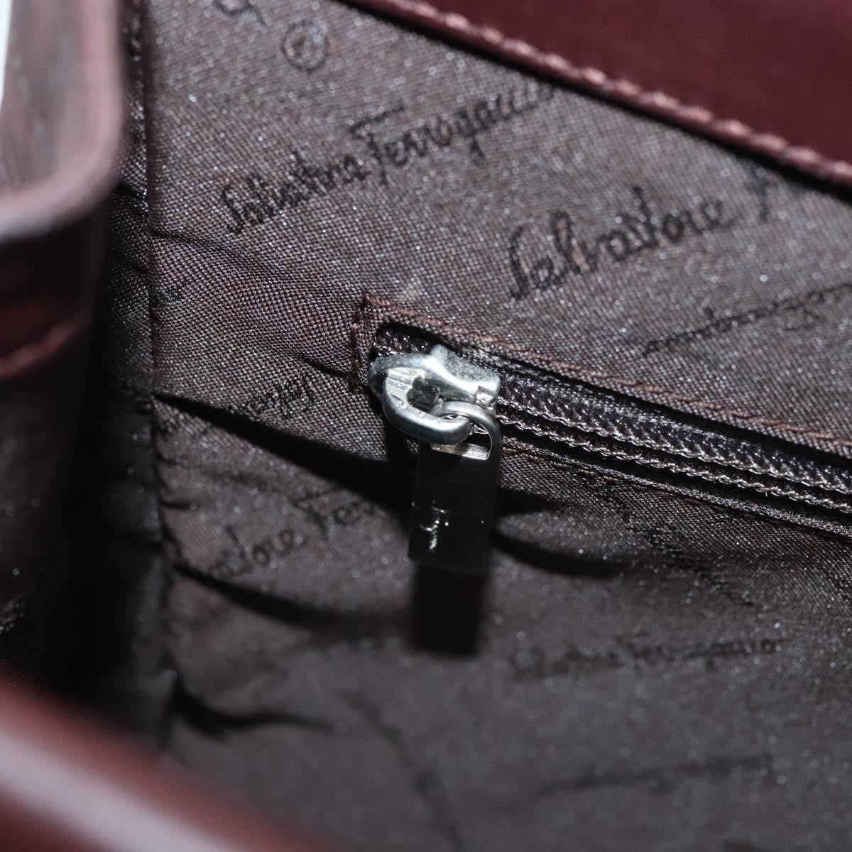 Salvatore Ferragamo Gancini handbag Leather, BROWN, LEATHER, Handbag