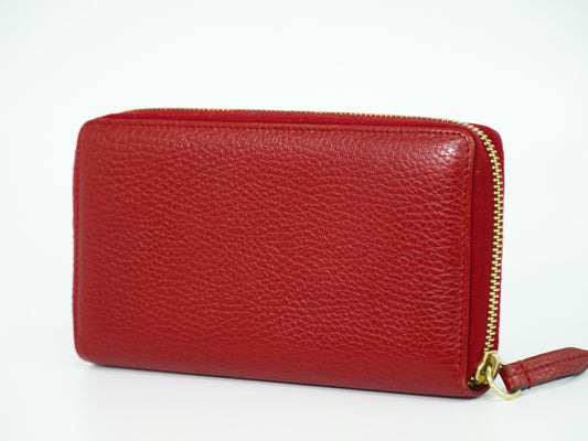 Gucci GG Marmont Zip Around Wallet Leather, RED, LEATHER, Wallets