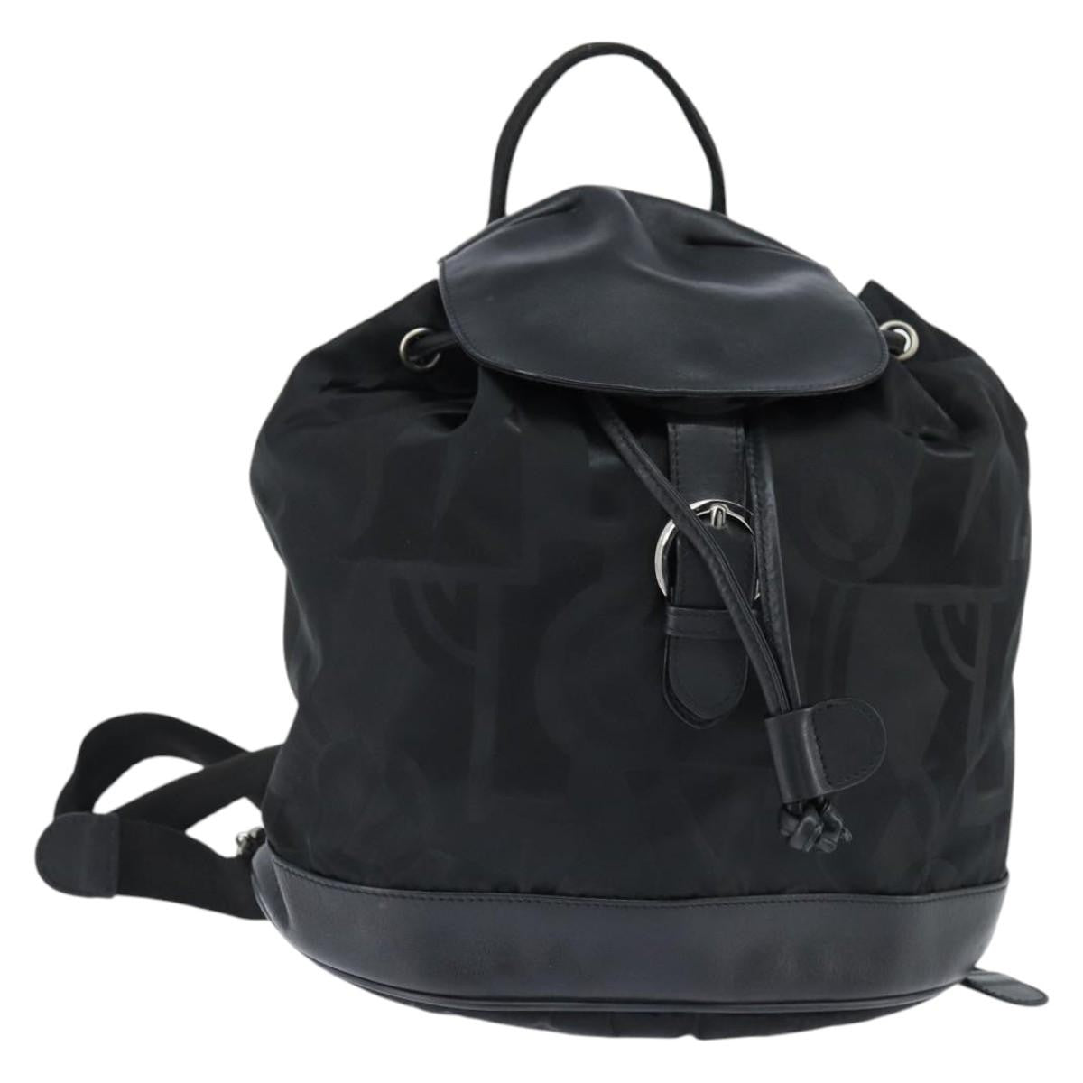 Salvatore Ferragamo Flap Buckle Backpack Printed Neoprene, Black, Nylon, Backpack