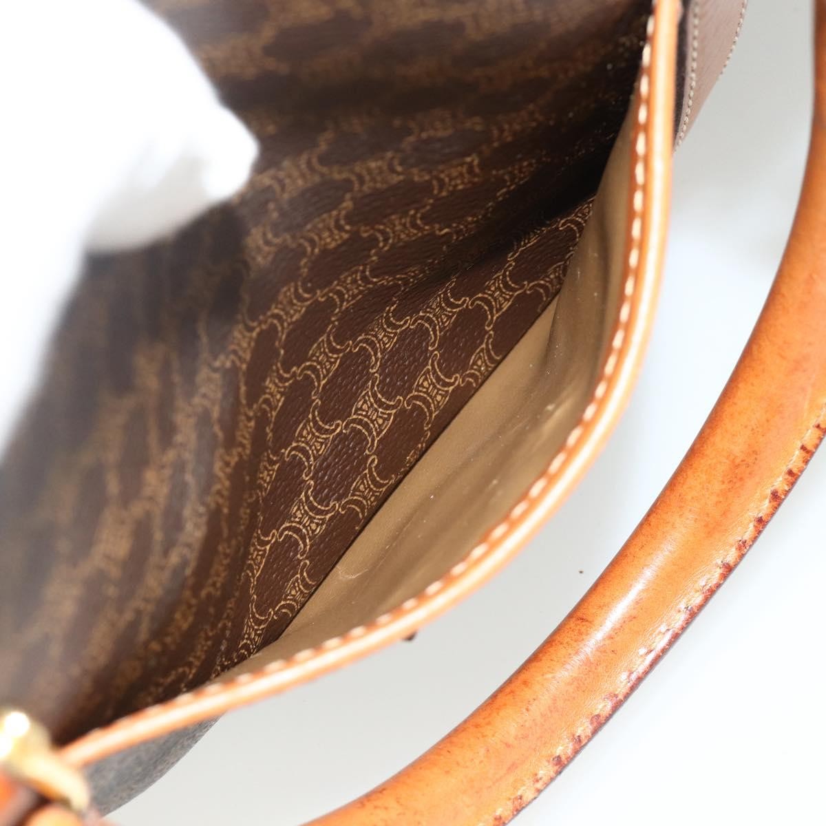 Celine Vintage Macadam Boston bag Canvas and Leather, Brown, Canvas, Travel Bag