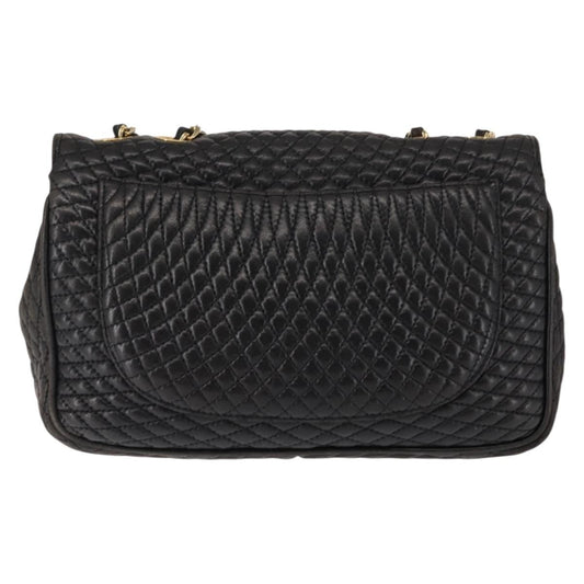 Bally Vintage Chain Shoulder Bag Quilted Leather, BLACK, LEATHER, Shoulder bag