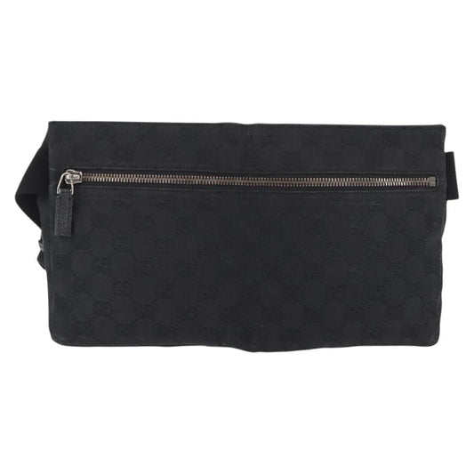 Gucci Vintage Double Belt Bag GG Canvas with Leather, BLACK, CANVAS, Shoulder bag