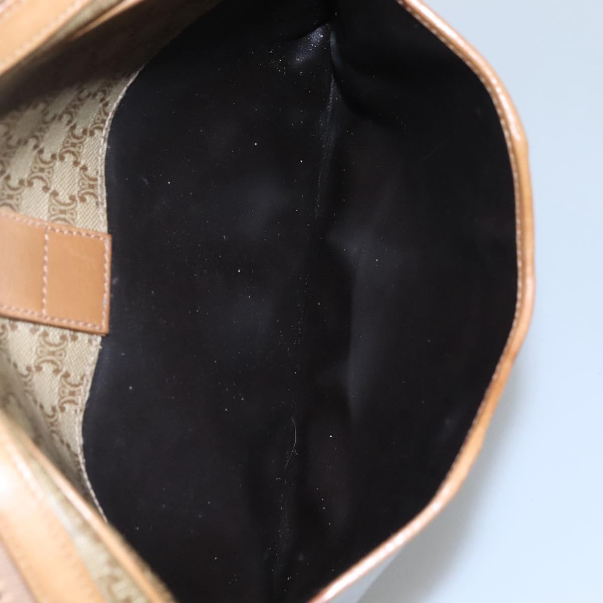 Celine Vintage Macadam Shoulder Bag Canvas and Leather, Beige, Canvas, Shoulder Bag