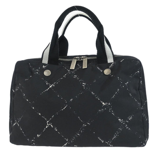 Chanel Travel Line Boston Bag Printed Nylon, BLACK, NYLON, Handbag
