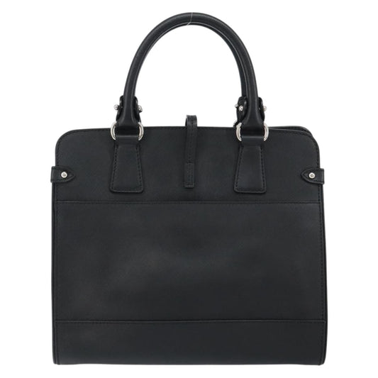 Salvatore Ferragamo Gancini handbag Leather, BLACK, LEATHER, Handbag