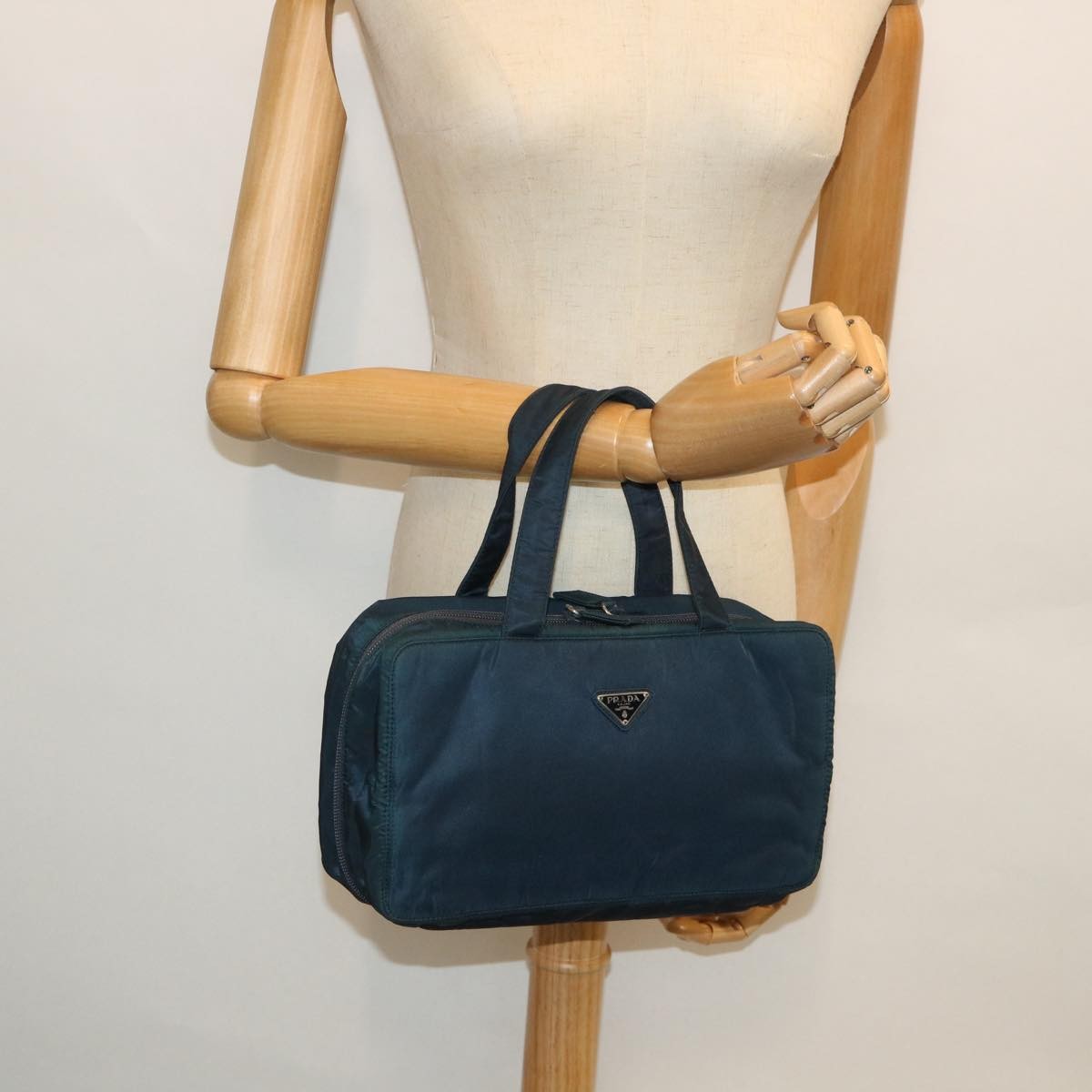 Prada Double Zip Wristlet Pouch Tessuto, NAVY, NYLON, Clutche & pouche