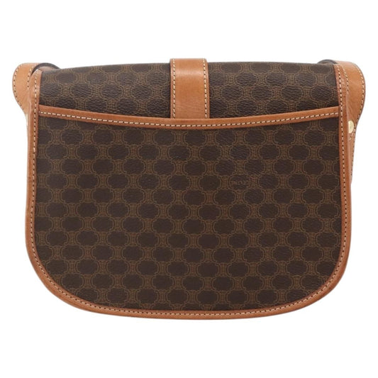 Celine Vintage Macadam Shoulder Bag Canvas and Leather, Brown, PVC, Shoulder Bag