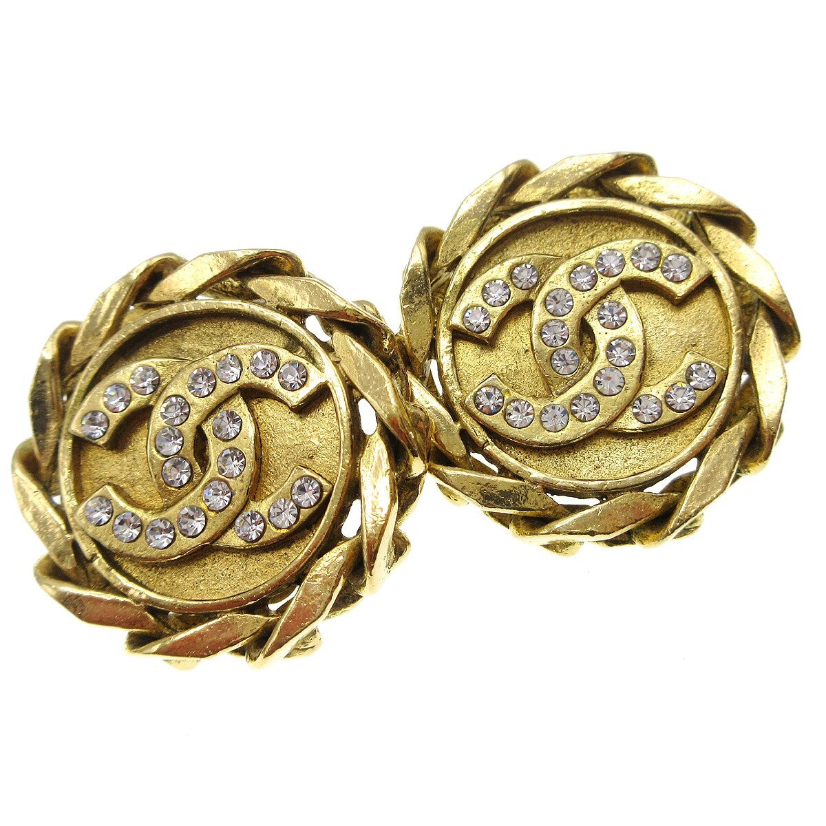 Chanel CC Button Clip-On Earrings Metal with Faux Pearl, GOLD, GOLD_PLATED, Earrings