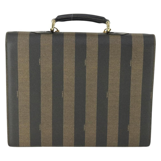 Fendi Vintage Pequin Briefcase Bag Coated Canvas, BROWN, CANVAS, Briefcase