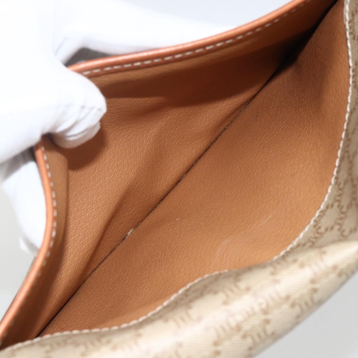 Celine Vintage Macadam Circle Logo Shoulder Bag Canvas and Leather, Beige, Canvas, Shoulder Bag