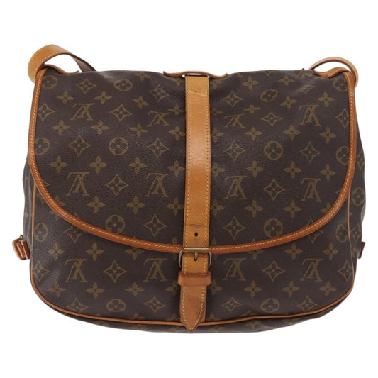 Louis Vuitton Saumur Handbag Monogram Canvas, BROWN, CANVAS, Shoulder bag