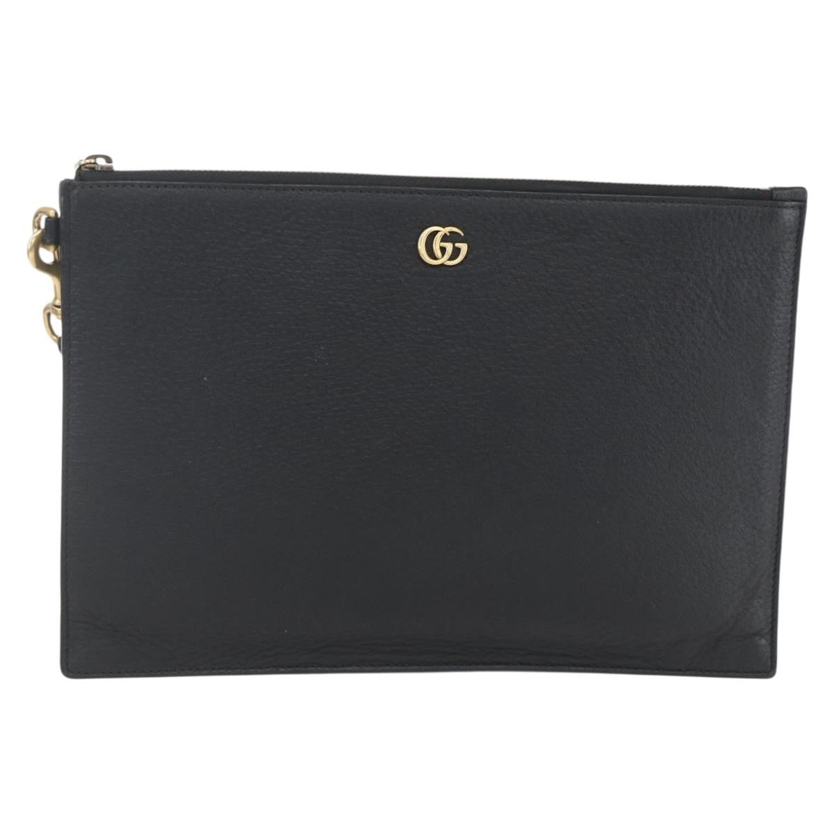 Gucci GG Marmont Pouch Leather, Black, Leather, Clutch