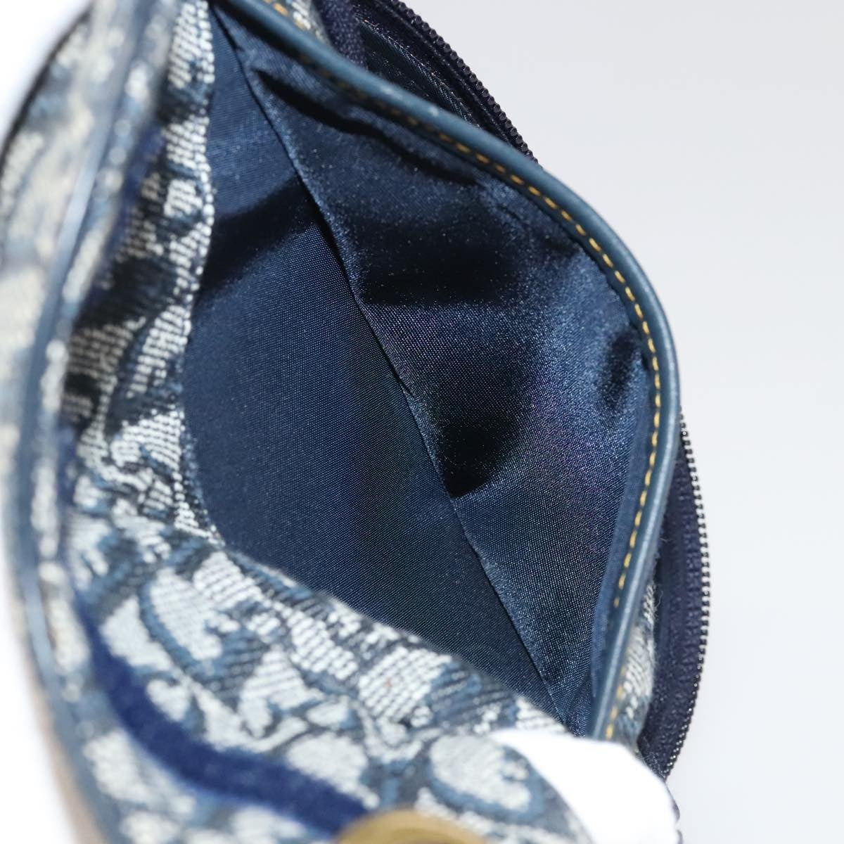 Christian Dior Vintage Saddle Coin Purse Diorissimo Canvas, NAVY, CANVAS, Wallets