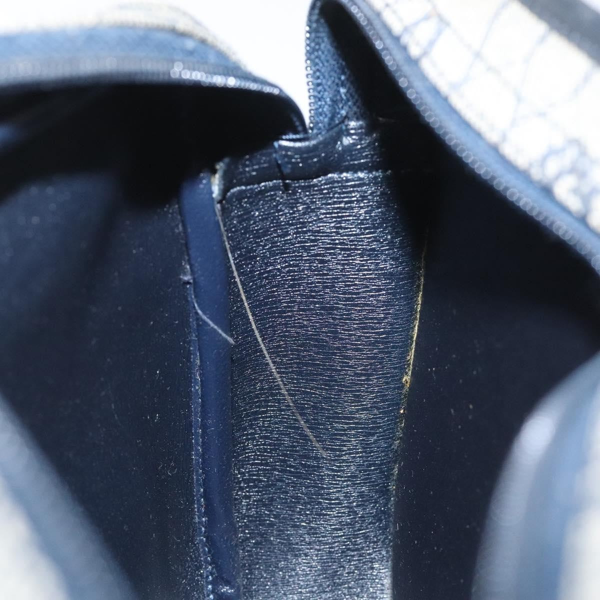 Christian Dior Vintage Honeycomb Shoulder Bag Canvas and Leather, NAVY, CANVAS, Shoulder bag