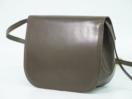 Salvatore Ferragamo Gancini Shoulder Bag Leather, BROWN, LEATHER, Shoulder bag