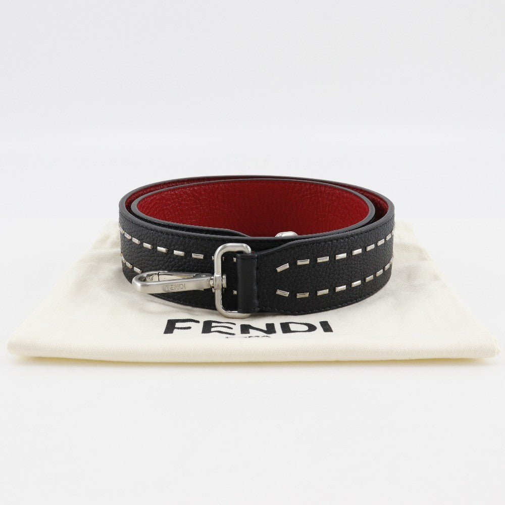 Fendi Selleria Strap You Shoulder Strap Leather, BLACK, LEATHER, Straps