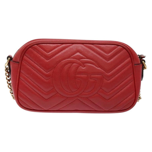 Gucci GG Marmont Monochrome Shoulder Bag Matelasse Leather, RED, LEATHER, Shoulder bag