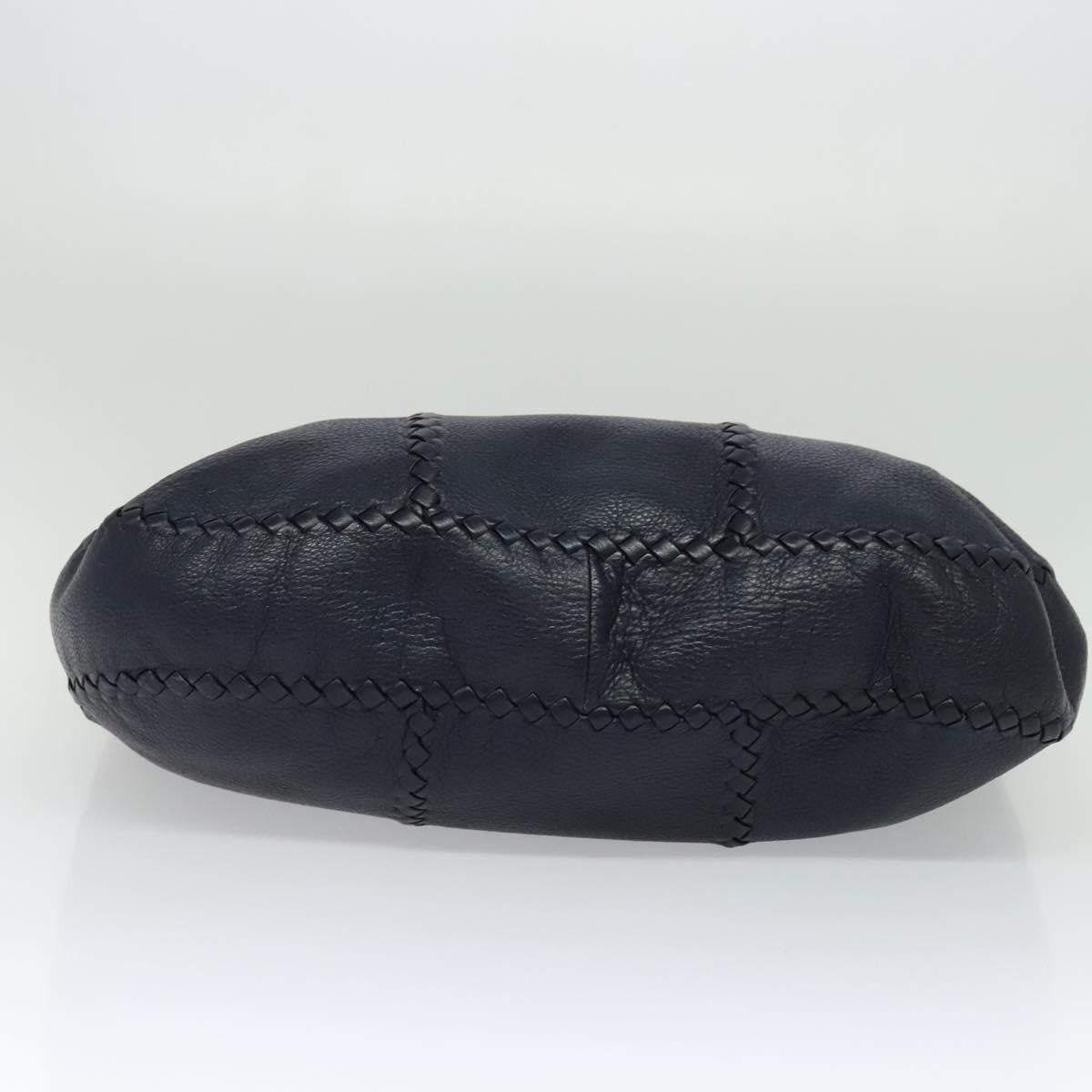 Bottega Veneta Open Hobo Cervo with Intrecciato Detail, NAVY, LEATHER, Shoulder bag