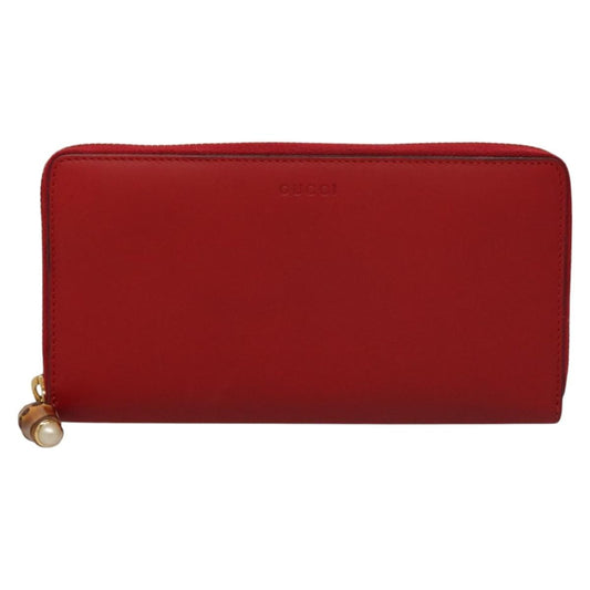 Gucci Bamboo Tassel Zip Organizer Wallet Leather, RED, LEATHER, Wallets