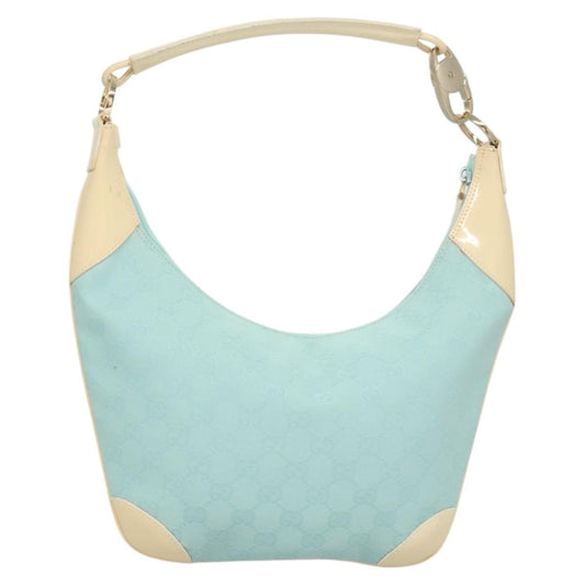 Gucci Vintage Zip Hobo GG Canvas and Patent, BLUE, CANVAS, Shoulder bag