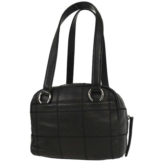 Chanel Square Stitch Shoulder Bag Quilted Caviar, BLACK, LEATHER, Shoulder bag