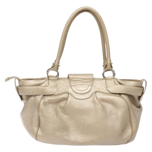 Salvatore Ferragamo Marisa Satchel Leather, GOLD, LEATHER, Handbag