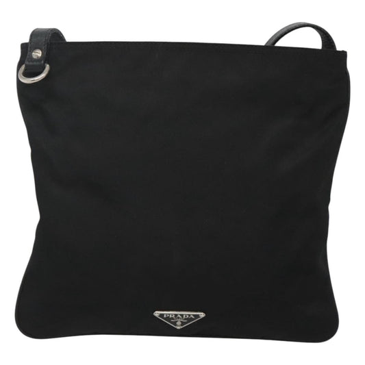 Prada Flat Crossbody Bag Tessuto, BLACK, NYLON, Shoulder bag