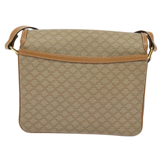Celine Macadam Shoulder Bag Canvas, BEIGE, CANVAS, Shoulder bag