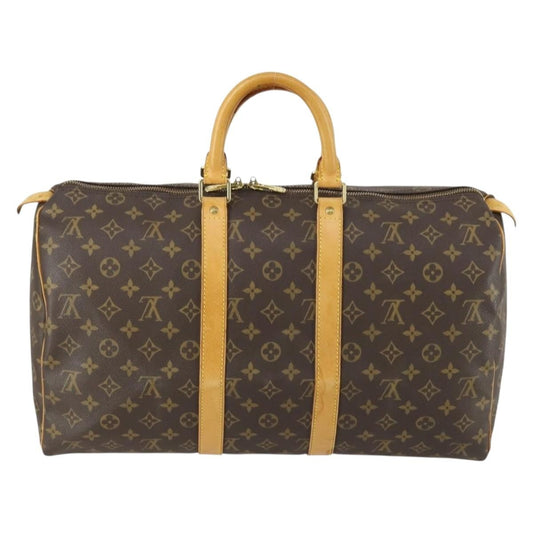 Louis Vuitton Keepall Bag Monogram Canvas, BROWN, CANVAS, Travel bag