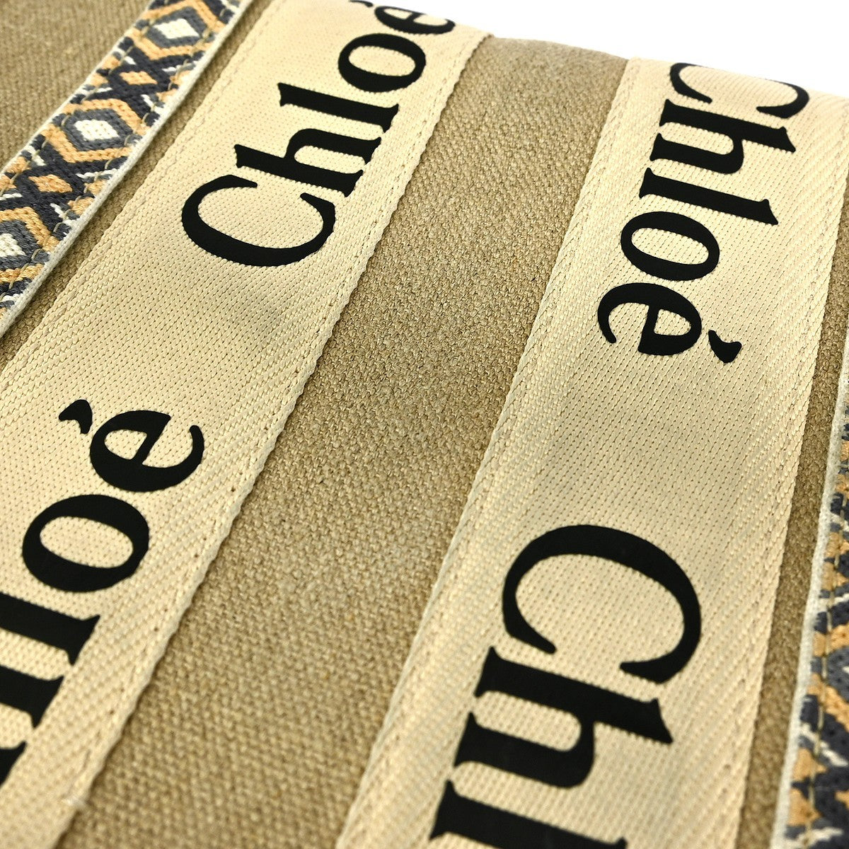 Chloe Woody Friendship Tote Canvas, BEIGE, CANVAS, Tote bag