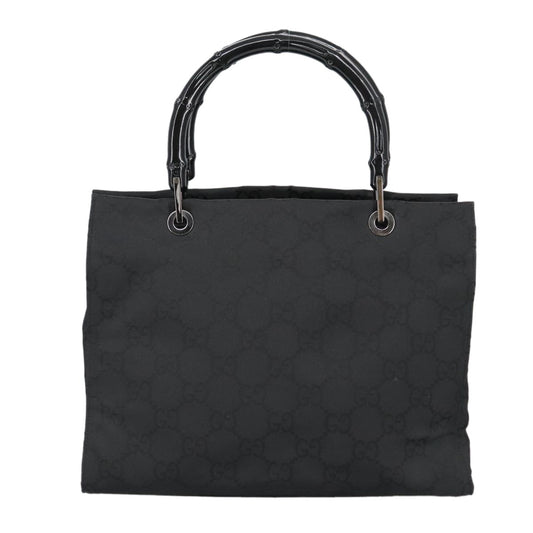 Gucci Vintage Bamboo Handle Tote GG Nylon, Black, Nylon, Tote Bag