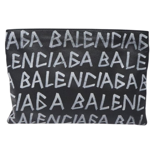 Balenciaga Graffiti Pouch Leather, BLACK, LEATHER, Clutche & pouche