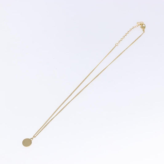Christian Dior Vintage Logo Round Pendant Necklace Metal, GOLD, METAL, Necklace