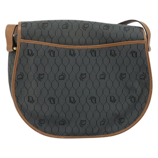 Christian Dior Vintage Honeycomb Flap Crossbody Bag Canvas and Leather, BLACK, CANVAS, Shoulder bag