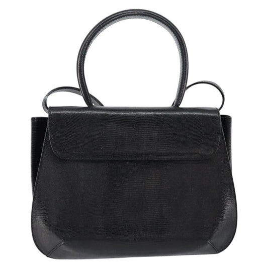 Salvatore Ferragamo Vintage Handbag Leather, BLACK, LEATHER, Handbag