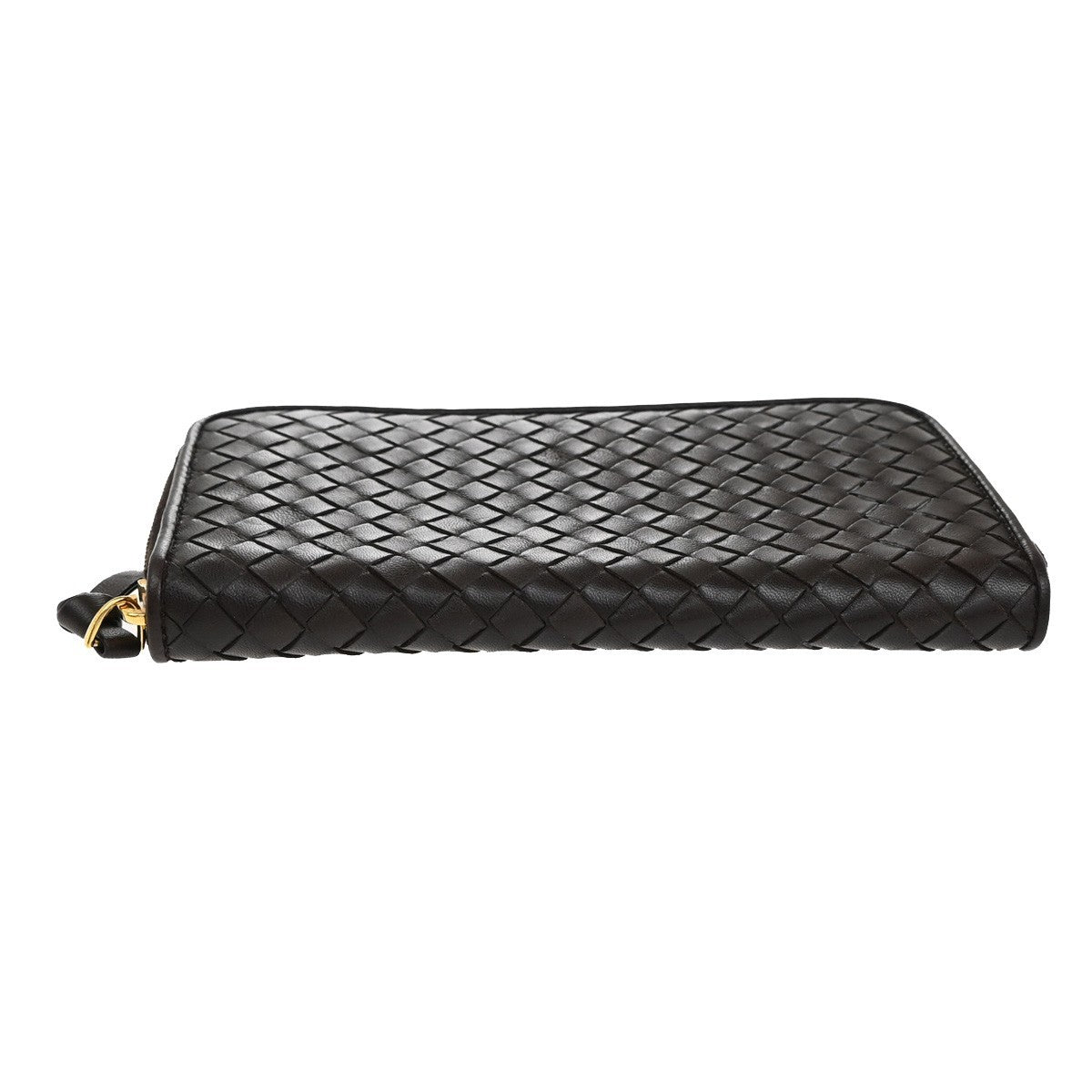 Bottega Veneta Intrecciato Long Zip Wallet Leather, Brown, Leather, Wallet