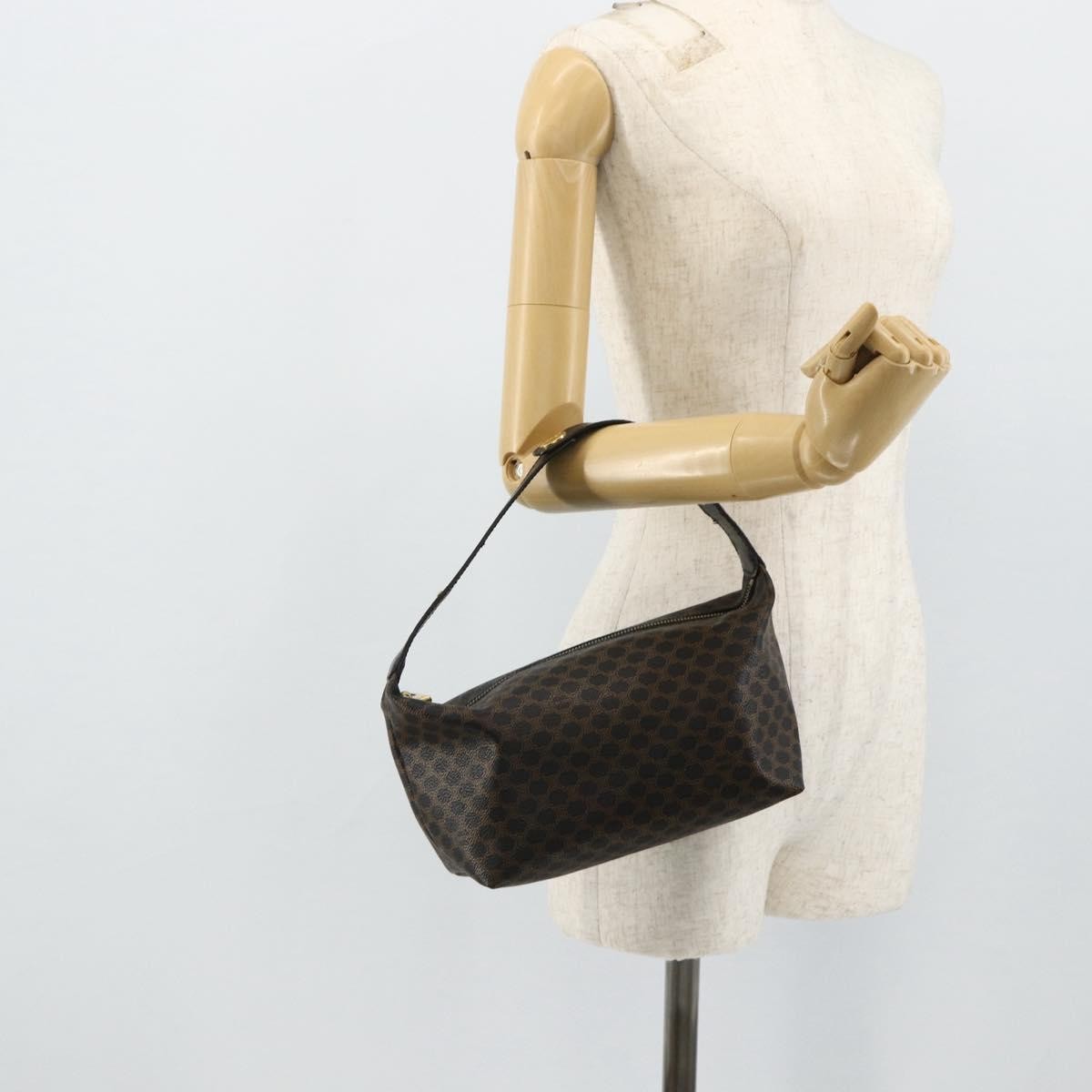 Celine Vintage Macadam Shoulder Bag Macadam Canva Vinyl, Black, Canvas, Handbag