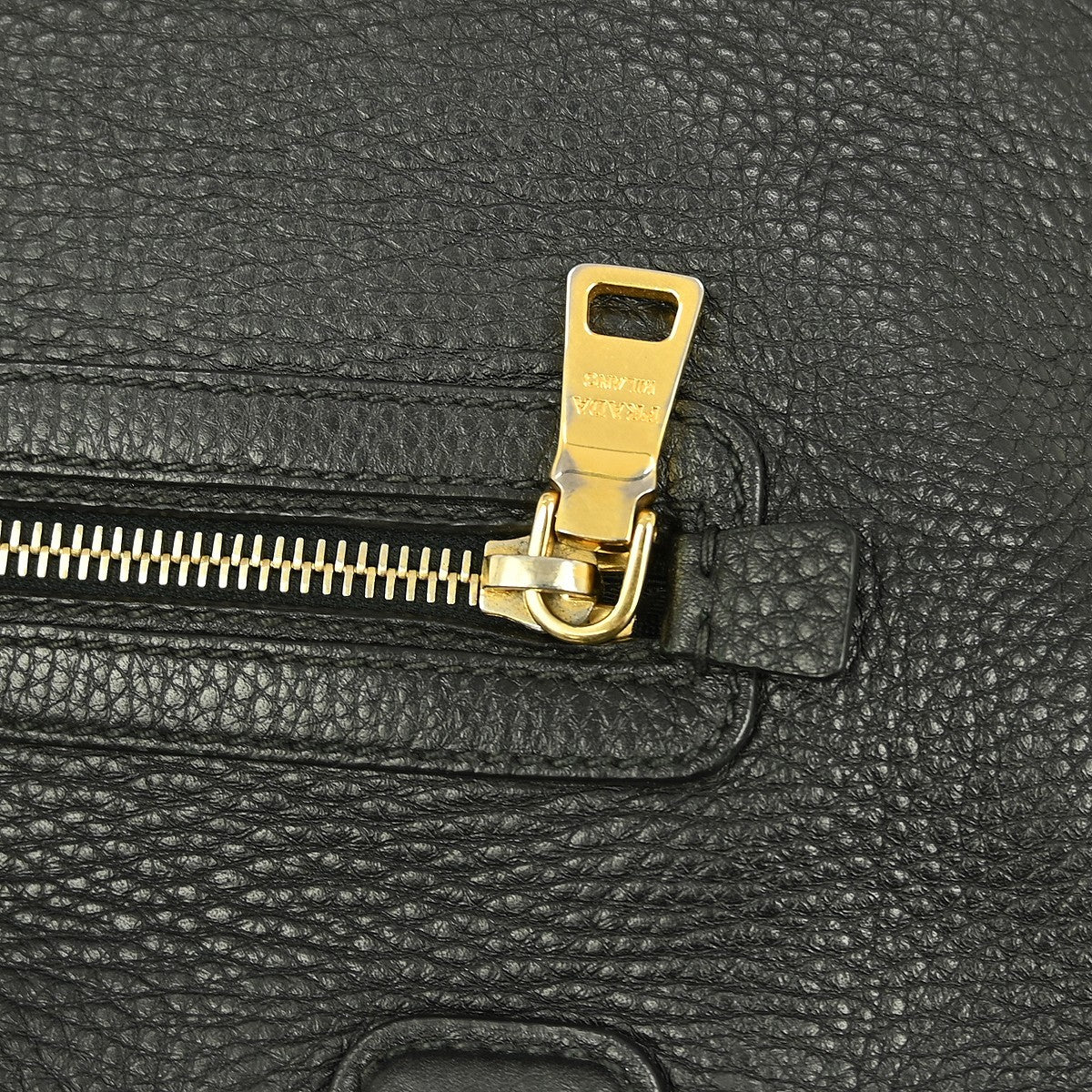 Prada Front Zip Tote Vitello Daino, BLACK, LEATHER, Handbag