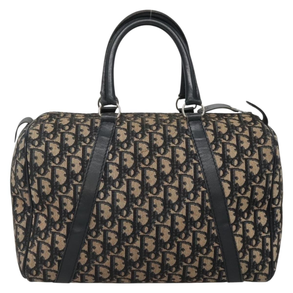 Christian Dior Bowling Bag Oblique Canvas, NAVY, CANVAS, Handbag