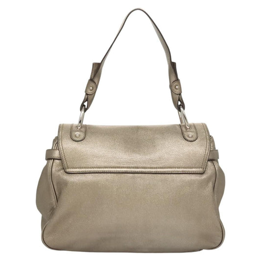 Salvatore Ferragamo Gancini Shoulder Bag Leather, GOLD, LEATHER, Shoulder bag