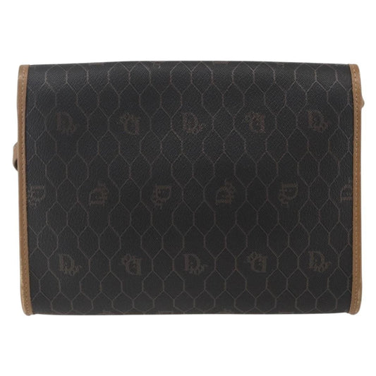 Christian Dior Vintage Honeycomb Flap Crossbody Bag Canvas and Leather, BLACK, CANVAS, Shoulder bag